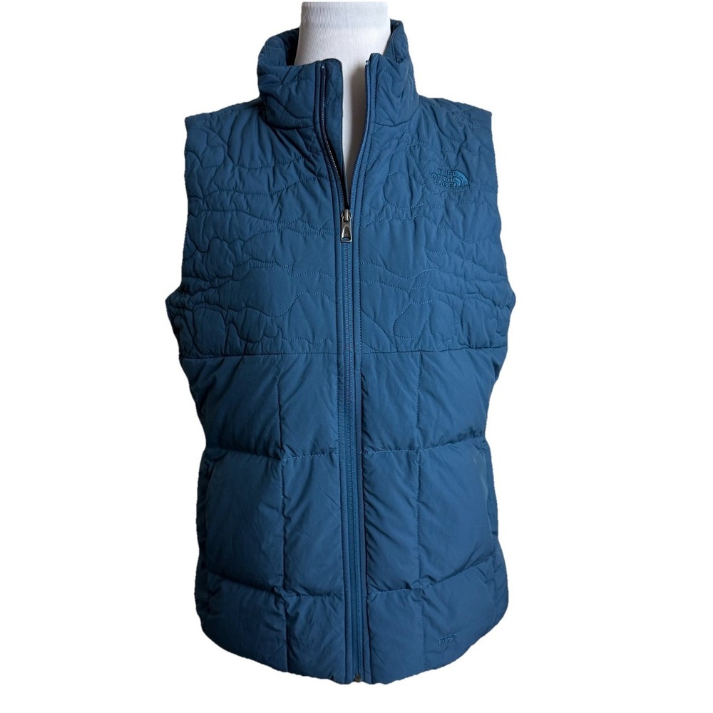The North Face Rhea 550 Down‎ Puffer Vest Large Monterey Blue Full Zip New